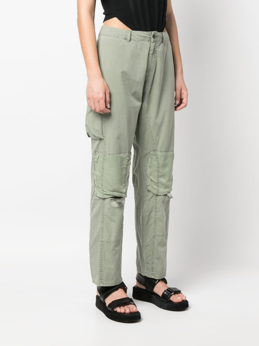 John Elliott Pre Cotton Cargo Trousers For Men Light Olive Green Versatile Mid Rise Straight Leg
