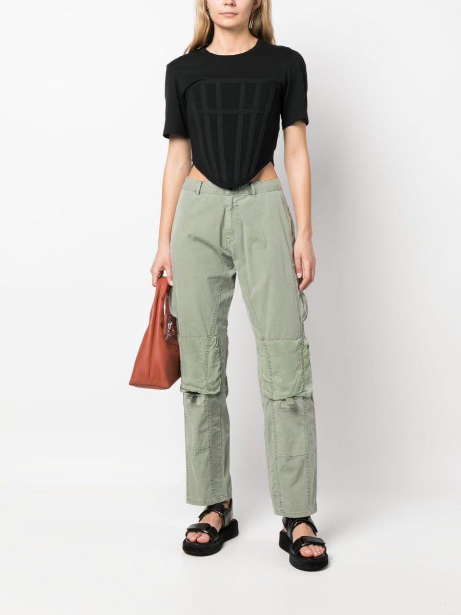 John Elliott Pre Cotton Cargo Trousers For Men Light Olive Green Versatile Mid Rise Straight Leg