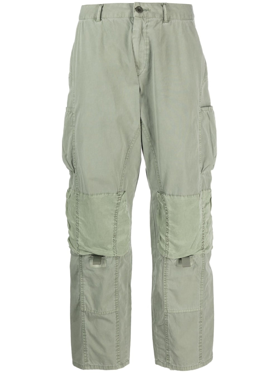 John Elliott Pre Cotton Cargo Trousers For Men Light Olive Green Versatile Mid Rise Straight Leg