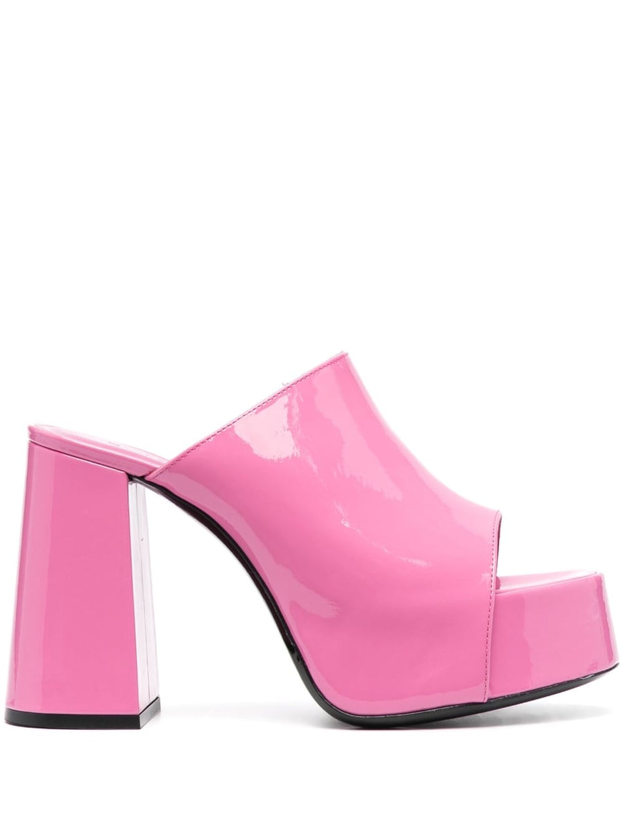 Brad 120mm Platform Sandals By Far For Women Bold Bubblegum Pink Patent Open Toe Slip On