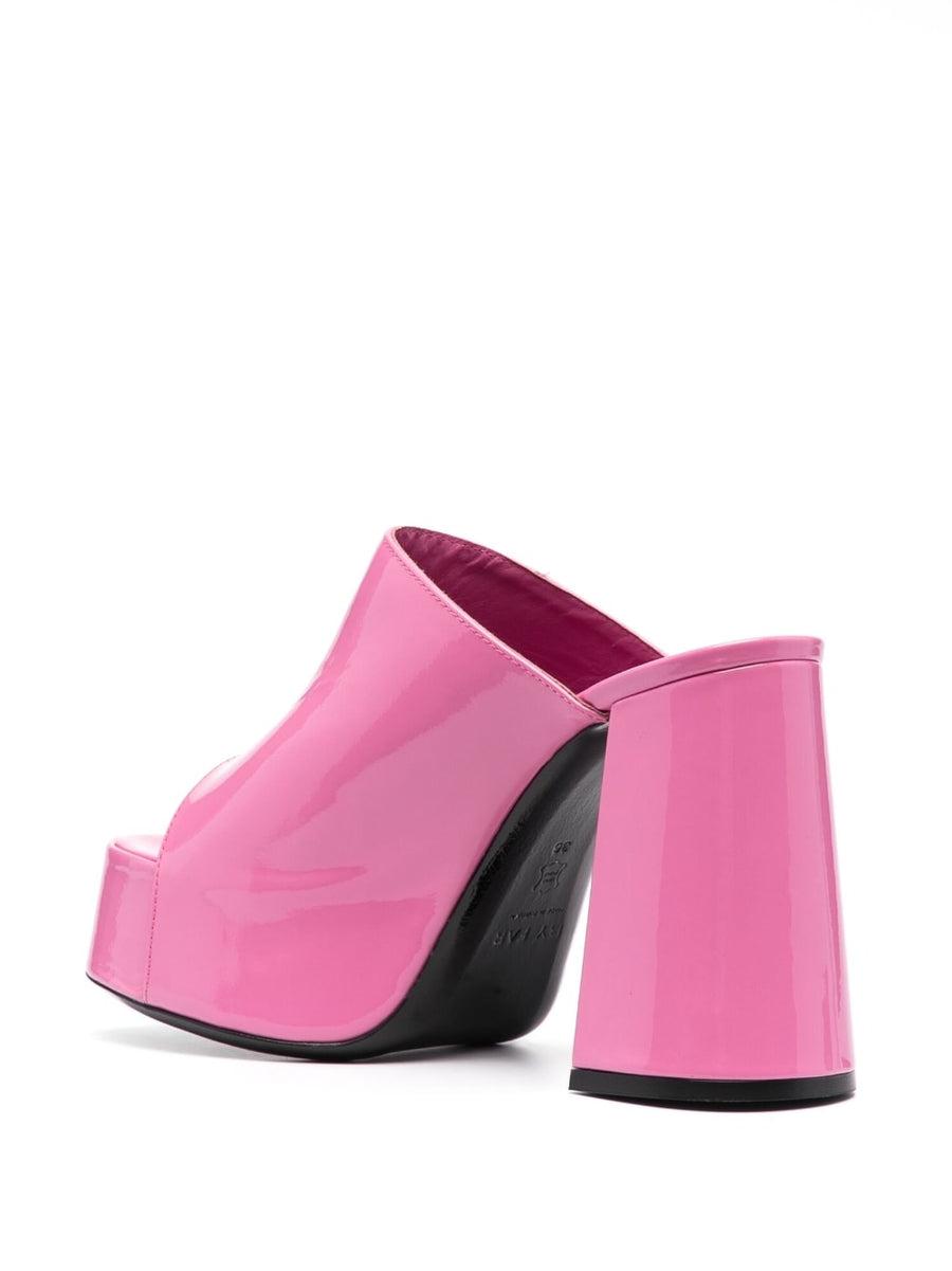 Brad 120mm Platform Sandals By Far For Women Bold Bubblegum Pink Patent Open Toe Slip On