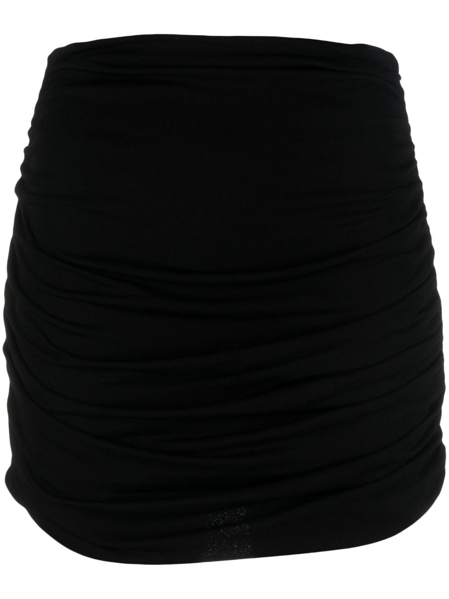 Tory Burch Ruched High Waisted Mini Skirt Black For Women Day To Night Versatile Luxury