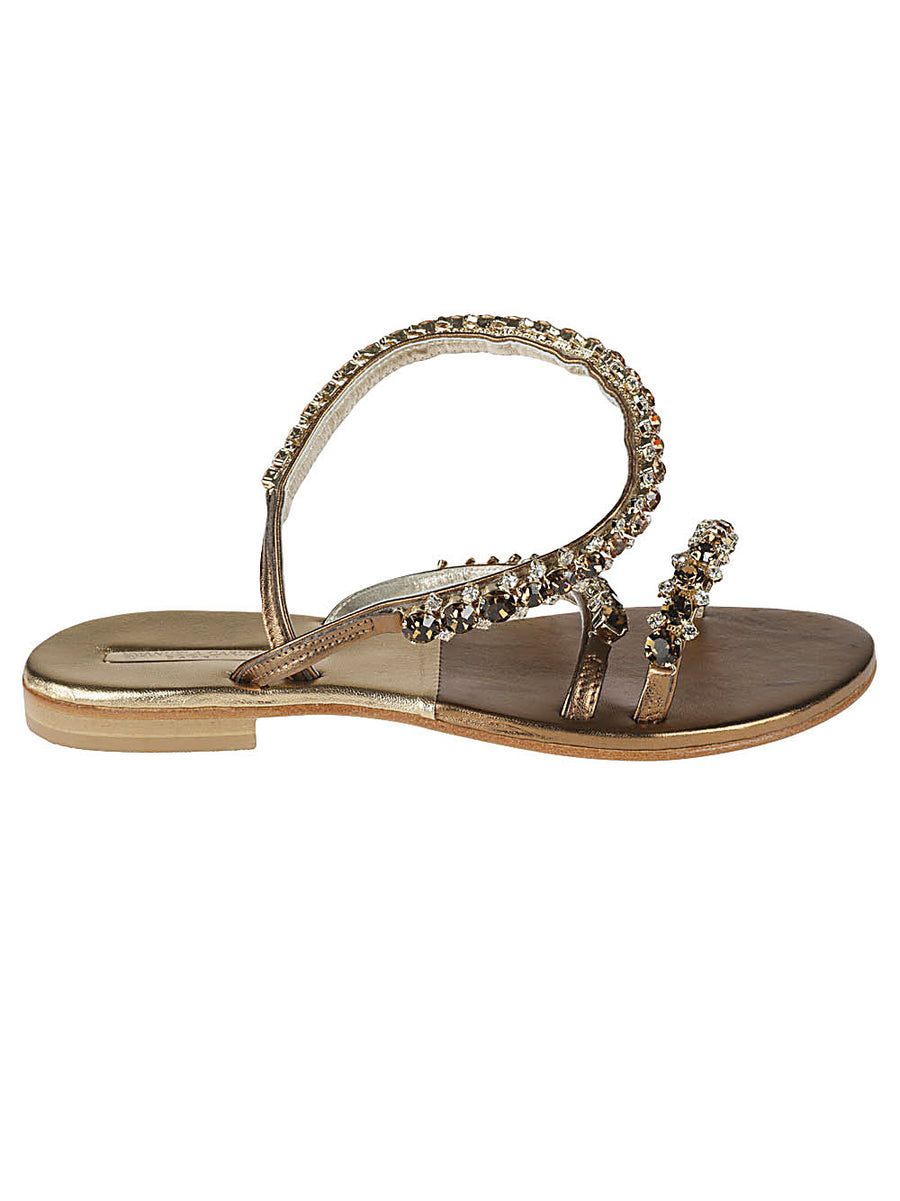 Emanuela Caruso Gold Monastic Anklet Sandal For Women Jewel Leather Luxury Bracelet Silhouette