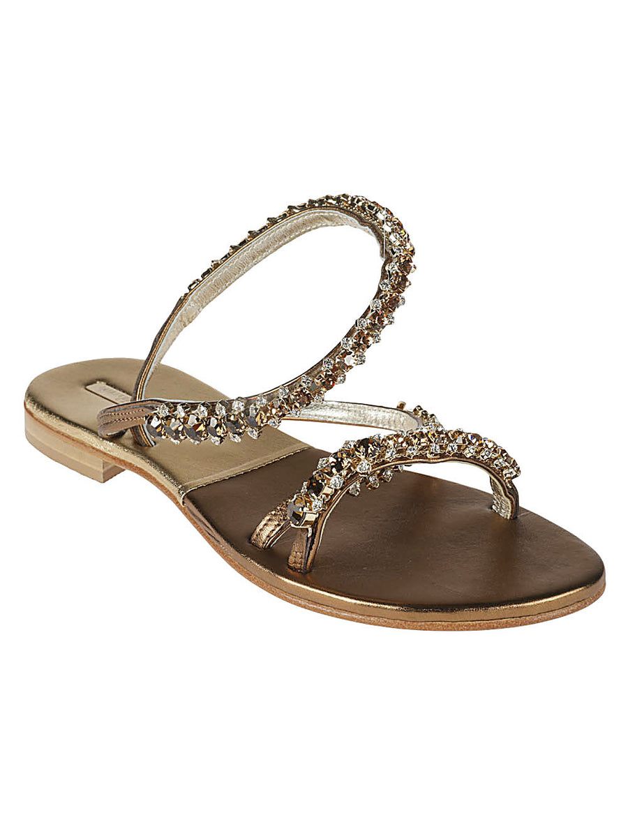 Emanuela Caruso Gold Monastic Anklet Sandal For Women Jewel Leather Luxury Bracelet Silhouette