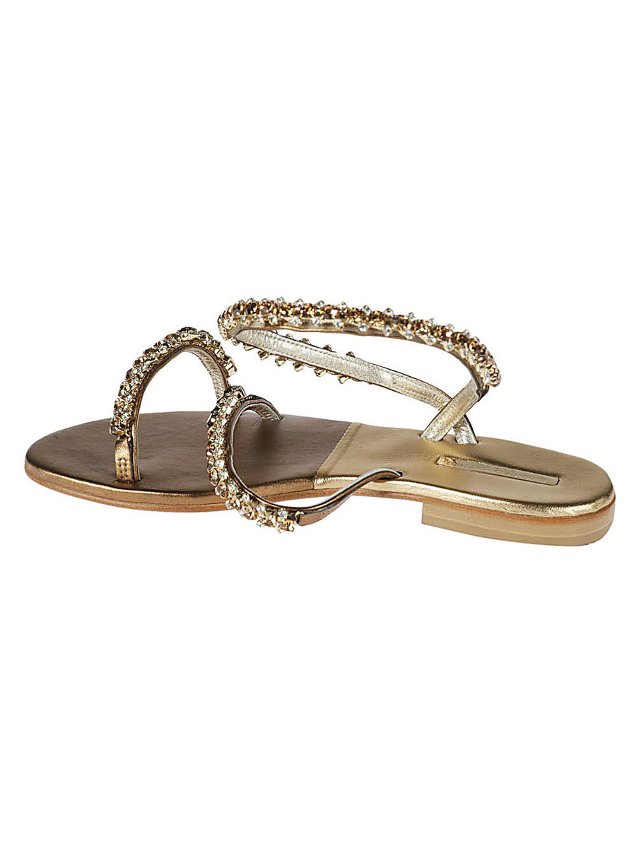Emanuela Caruso Gold Monastic Anklet Sandal For Women Jewel Leather Luxury Bracelet Silhouette