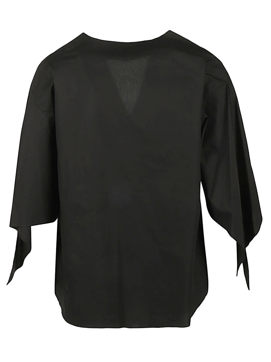 Psophia Cotton V Neck Top For Women 100 Percent Cotton Black Everyday Essential Timeless Comfort