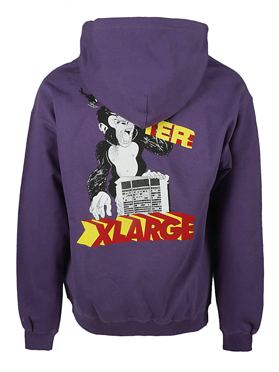 Iuter Printed Cotton Hoodie For Men With Bold Purple Accent Comfortable Everyday Streetwear