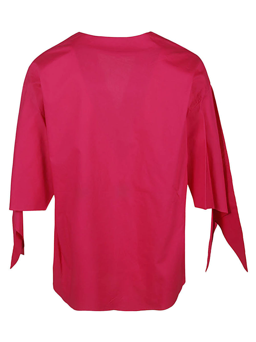 Psophia 100% Cotton V-Neck Top in Fuchsia for Women Breathable Everyday Versatile Wear