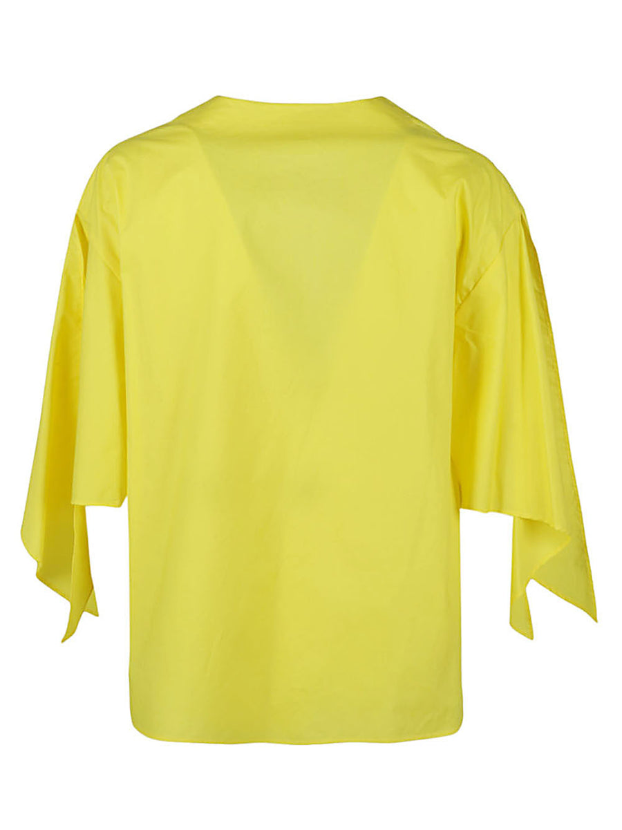 Psophia 100 Percent Cotton Yellow V-Neck Top For Women - Breathable Everyday Essential, Stylish Layering Piece