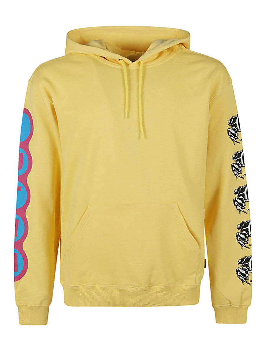 Iuter Printed Cotton Hoodie For Men Vibrant Yellow Graphic Streetwear Comfort Breathable Everyday Essential