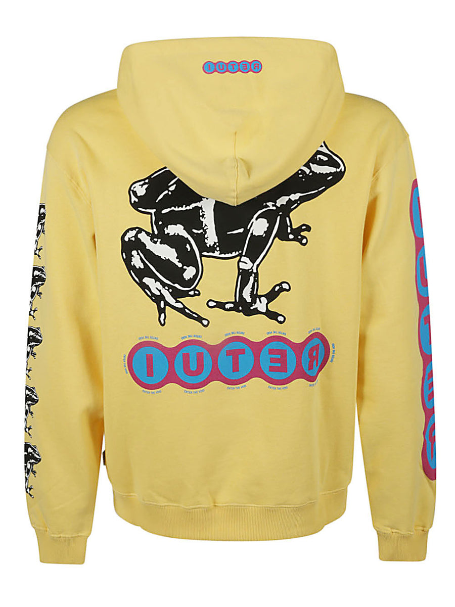 Iuter Printed Cotton Hoodie For Men Vibrant Yellow Graphic Streetwear Comfort Breathable Everyday Essential