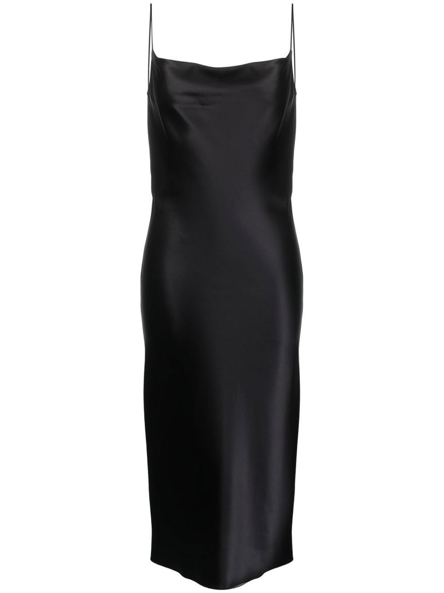 Armarium Silk Slip Dress Midi for Women Black Day to Night Luxury Draped Silhouette