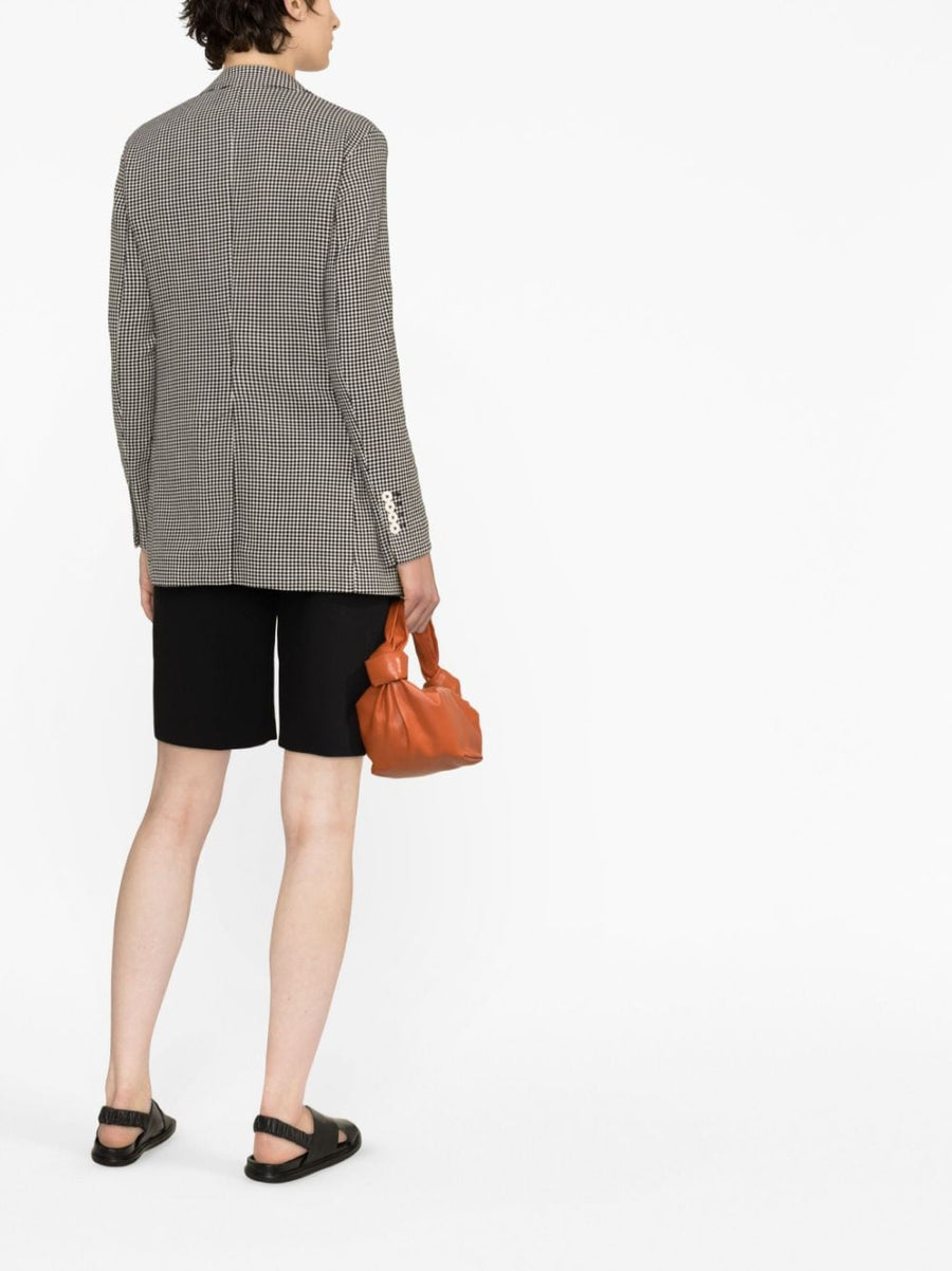 Circolo 1901 Pied De Poul Double Breasted Wool Blend Blazer For Women With Notched Lapels And Black White Check