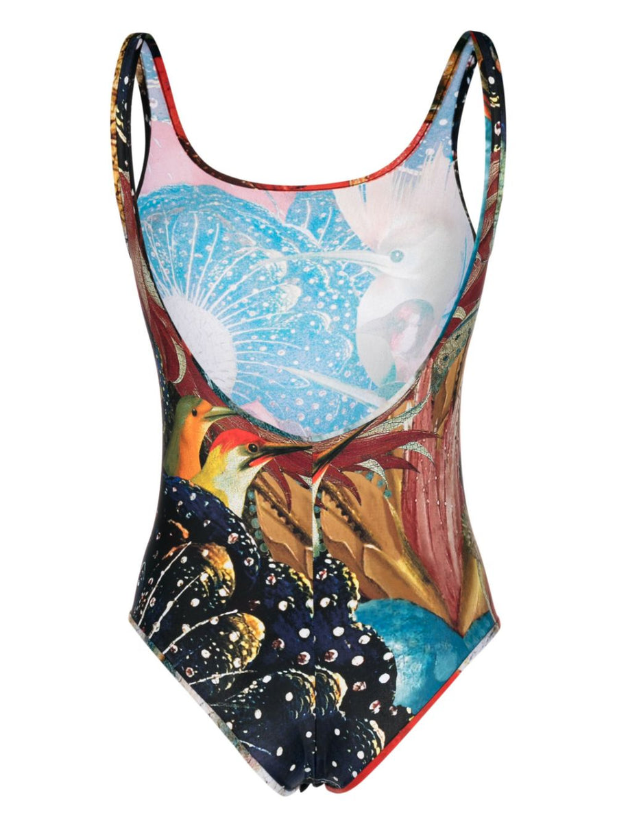 Alexander McQueen Hieronymus Bosch Print Jersey Bodysuit For Women Beachwear And Resort Wear