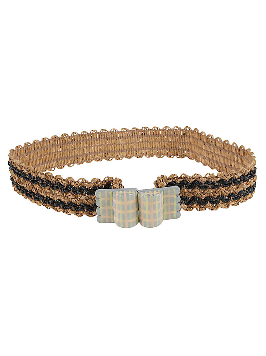 Exquisite J Striped Raffia Belt for Women Breathable Versatile Accessory for Dresses