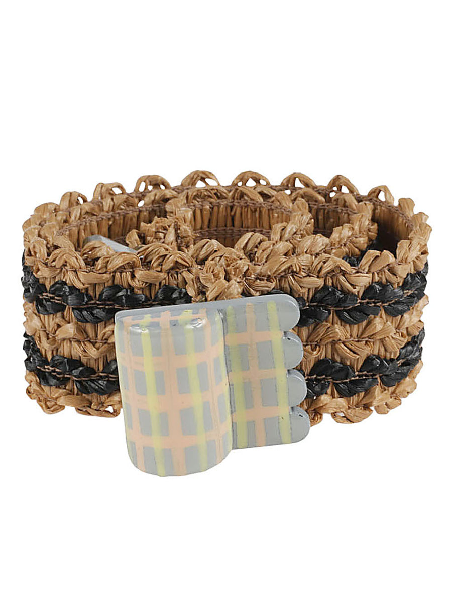 Exquisite J Striped Raffia Belt for Women Breathable Versatile Accessory for Dresses