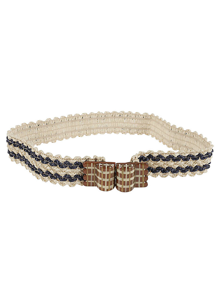 Exquisite J Striped Raffia Belt For Women Beige Natural Texture Versatile Summer Accessory