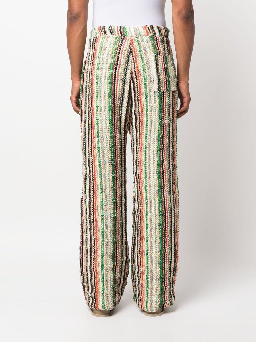 Vitelli Patched Cotton Wool Trousers With Emerald Stripe Print For Modern Men Elastic Drawstring Comfort Premium Fabric