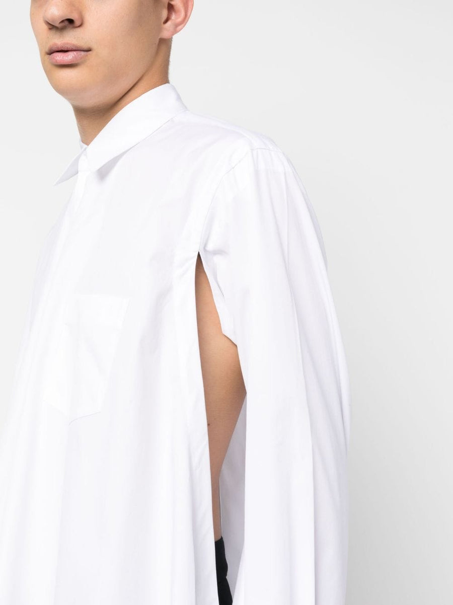Comme Des Garcons White Cotton Shirt With Side Slits For Men Modern Smart Casual Premium Craftsmanship