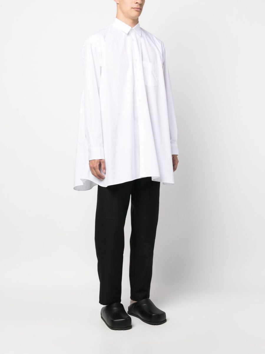 Comme Des Garcons White Cotton Shirt With Side Slits For Men Modern Smart Casual Premium Craftsmanship