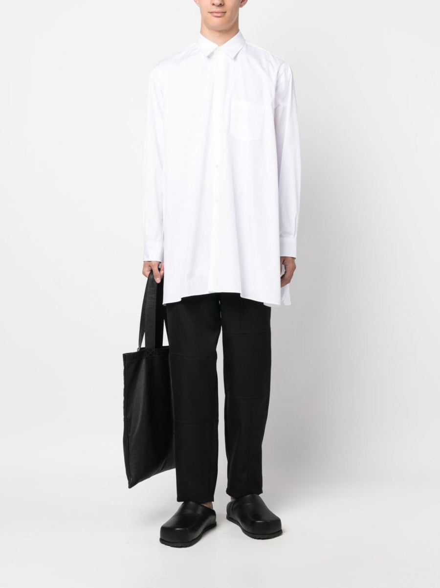 Comme Des Garcons White Cotton Shirt With Side Slits For Men Modern Smart Casual Premium Craftsmanship