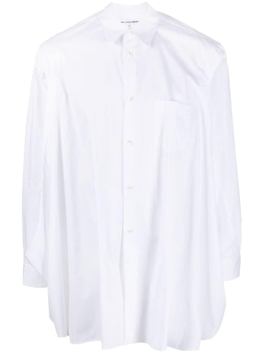Comme Des Garcons White Cotton Shirt With Side Slits For Men Modern Smart Casual Premium Craftsmanship
