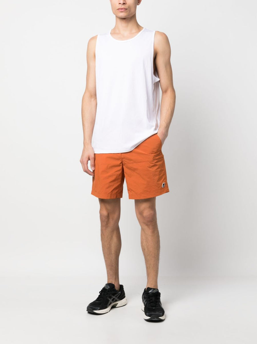 K Way Nylon Bermuda Shorts Belted Waist For Men Above Knee Length Burnt Orange Travel Ready