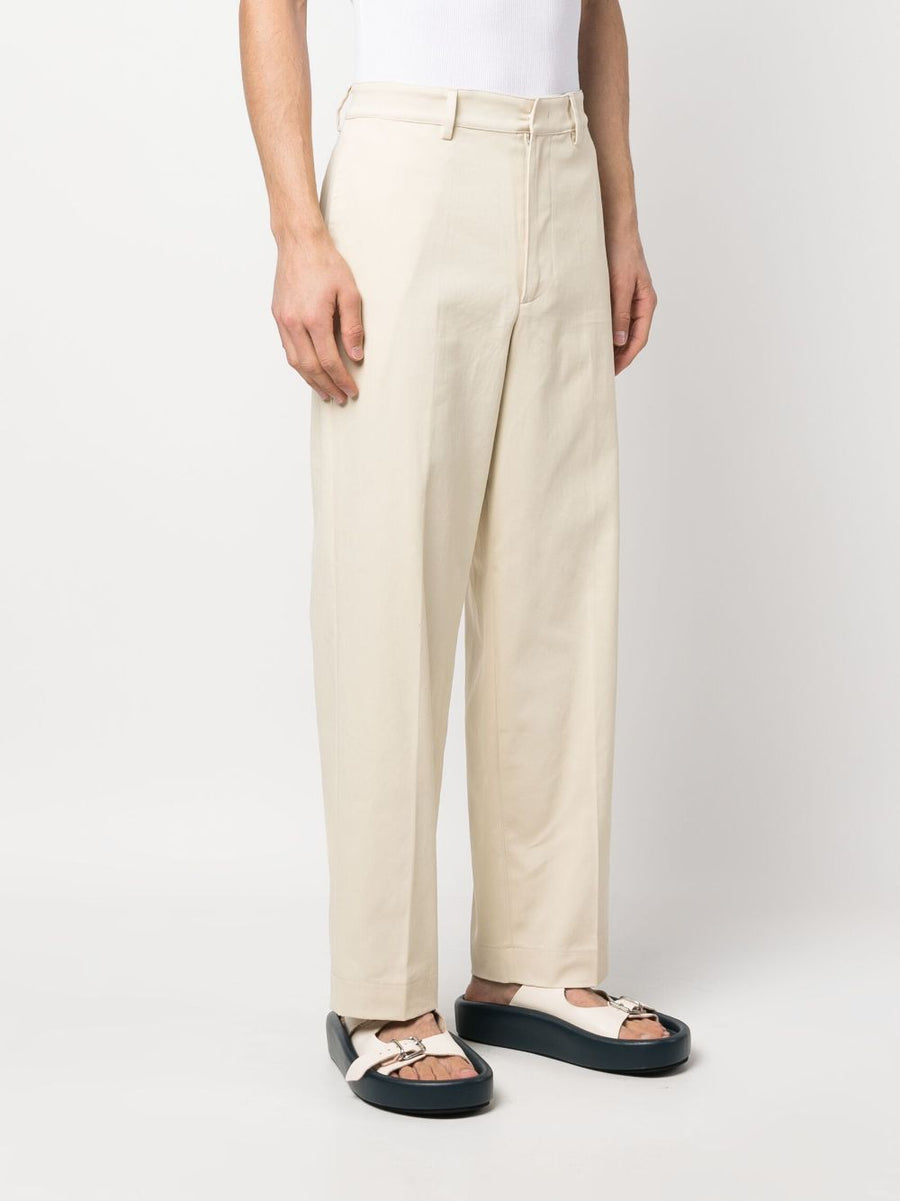 Department5 Men Wide Leg Trousers Sand Beige Cotton Blend Comfort Polished Everyday Wear