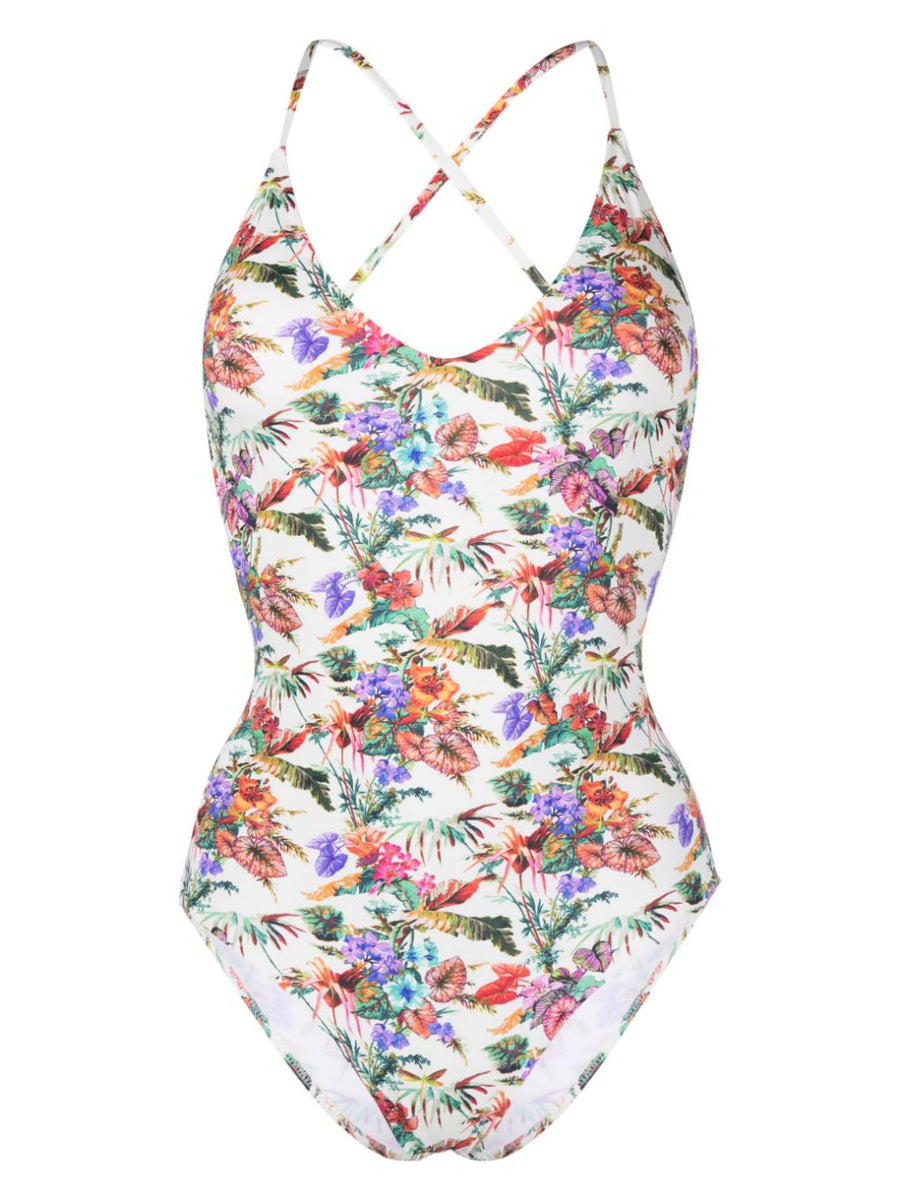 Anjuna Mara Multicolor Floral One Piece Swimsuit With Versatile Straps For Women