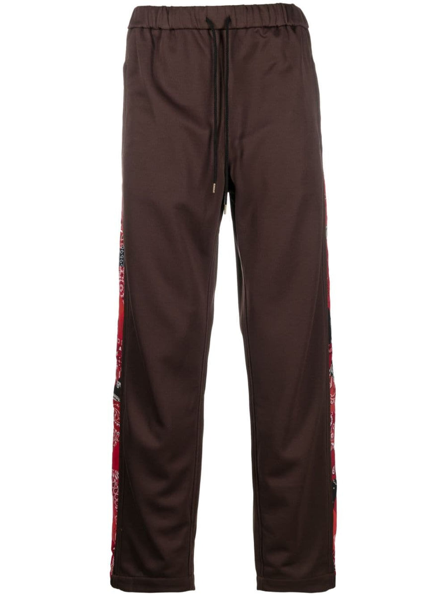 Childern Of The Discordance Bandana Print Trousers Auburn Brown Elastic Waistband With Pockets For Men