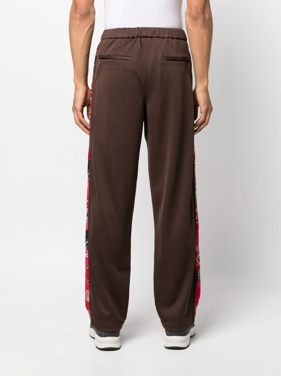 Childern Of The Discordance Bandana Print Trousers Auburn Brown Elastic Waistband With Pockets For Men