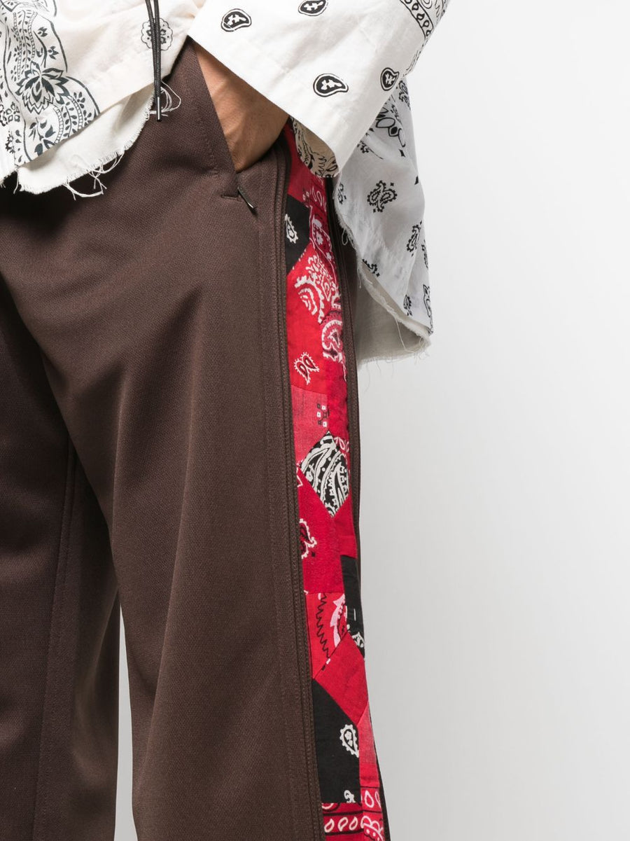 Childern Of The Discordance Bandana Print Trousers Auburn Brown Elastic Waistband With Pockets For Men