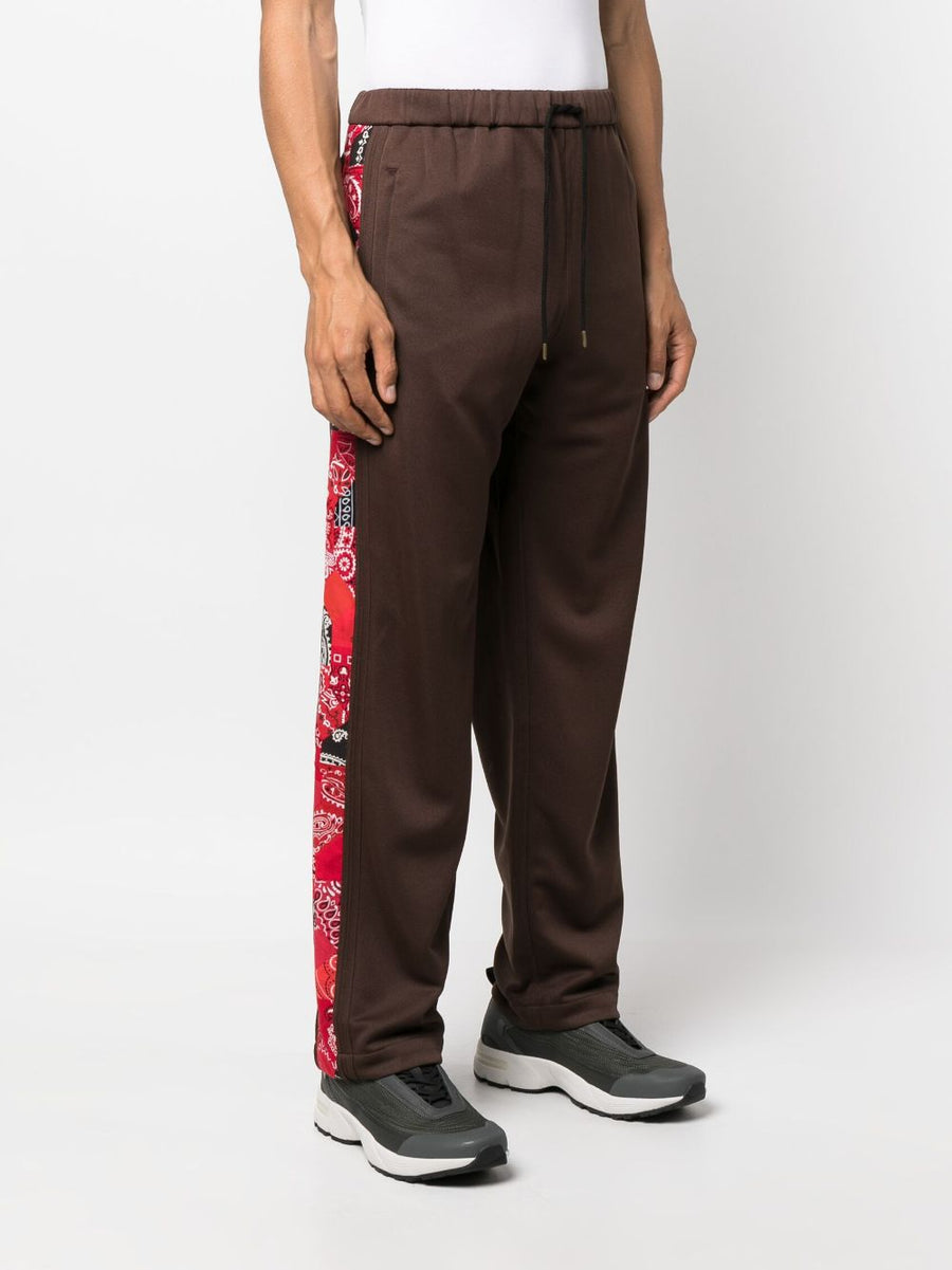Childern Of The Discordance Bandana Print Trousers Auburn Brown Elastic Waistband With Pockets For Men