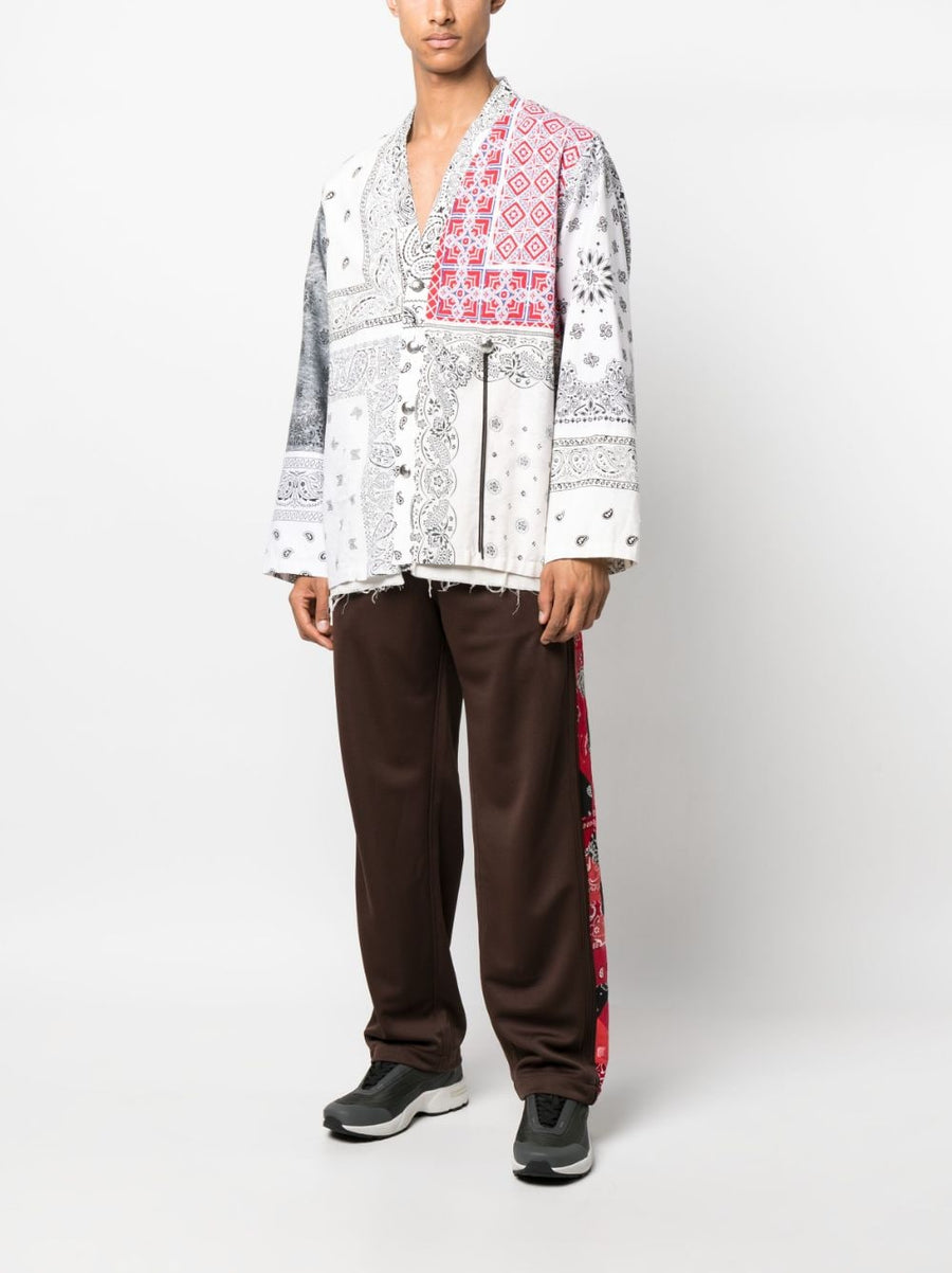 Childern Of The Discordance Bandana Print Trousers Auburn Brown Elastic Waistband With Pockets For Men