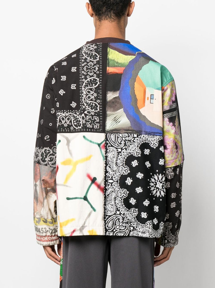 Childern Of The Discordance Bandana Print Sweatshirt For Men Patchwork Cotton Multicolor Streetwear Essential