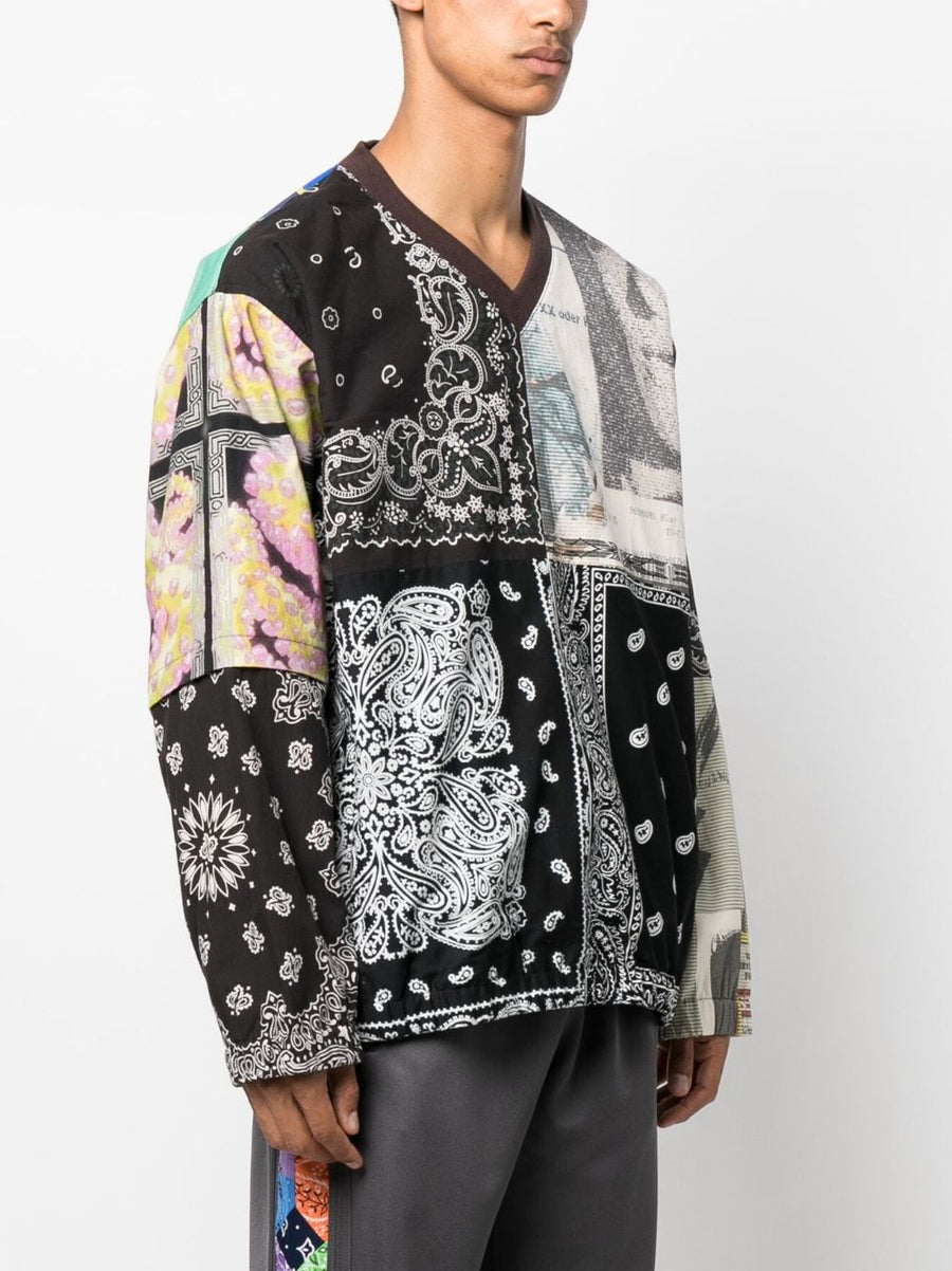 Childern Of The Discordance Bandana Print Sweatshirt For Men Patchwork Cotton Multicolor Streetwear Essential