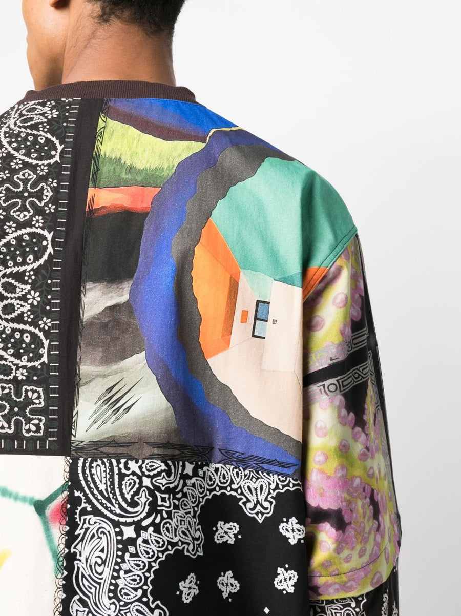 Childern Of The Discordance Bandana Print Sweatshirt For Men Patchwork Cotton Multicolor Streetwear Essential