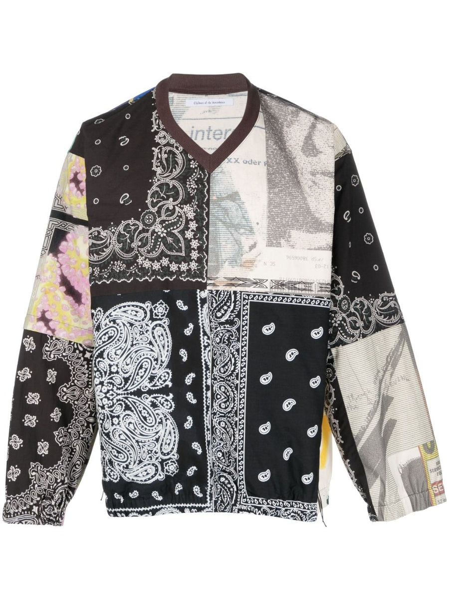 Childern Of The Discordance Bandana Print Sweatshirt For Men Patchwork Cotton Multicolor Streetwear Essential