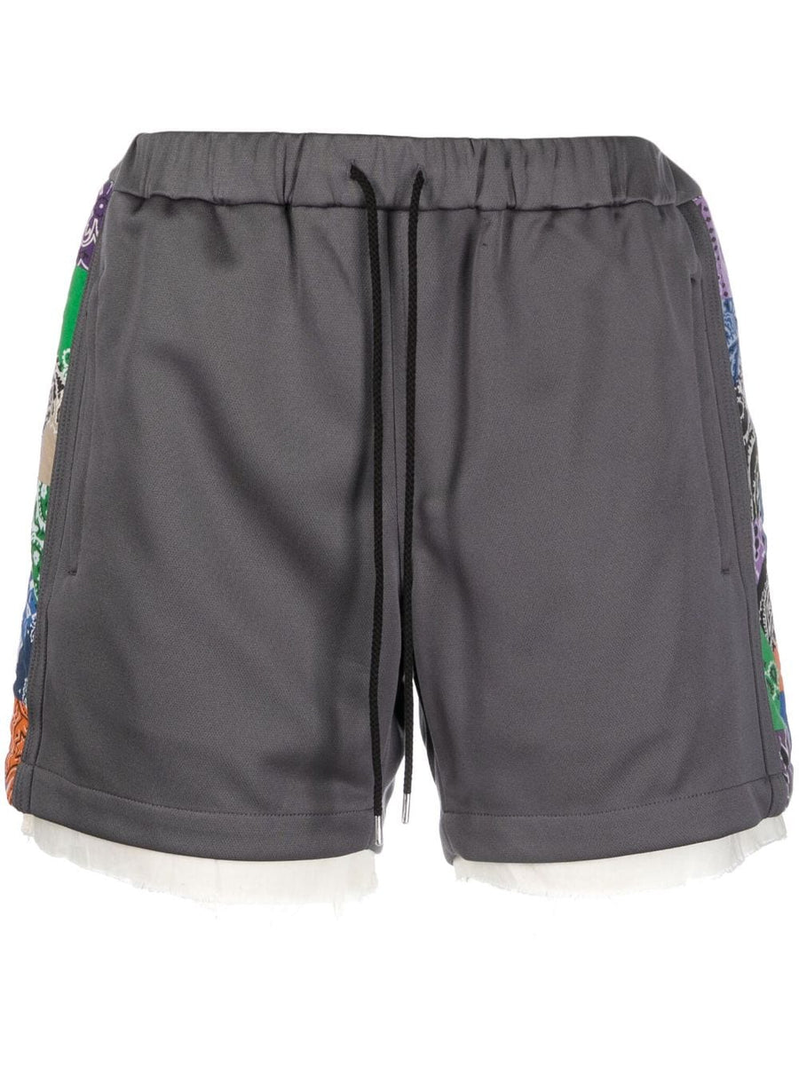 Childern Of The Discordance Bandana Print Shorts For Men Beluga Grey All Over Bandana Pattern With Drawstring Comfort