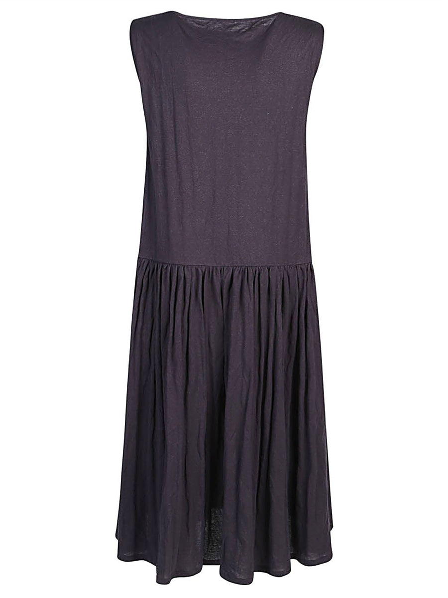 Apuntob Jersey Midi Dress For Women Effortless White Sleeveless Crewneck With Pleated Midi Skirt