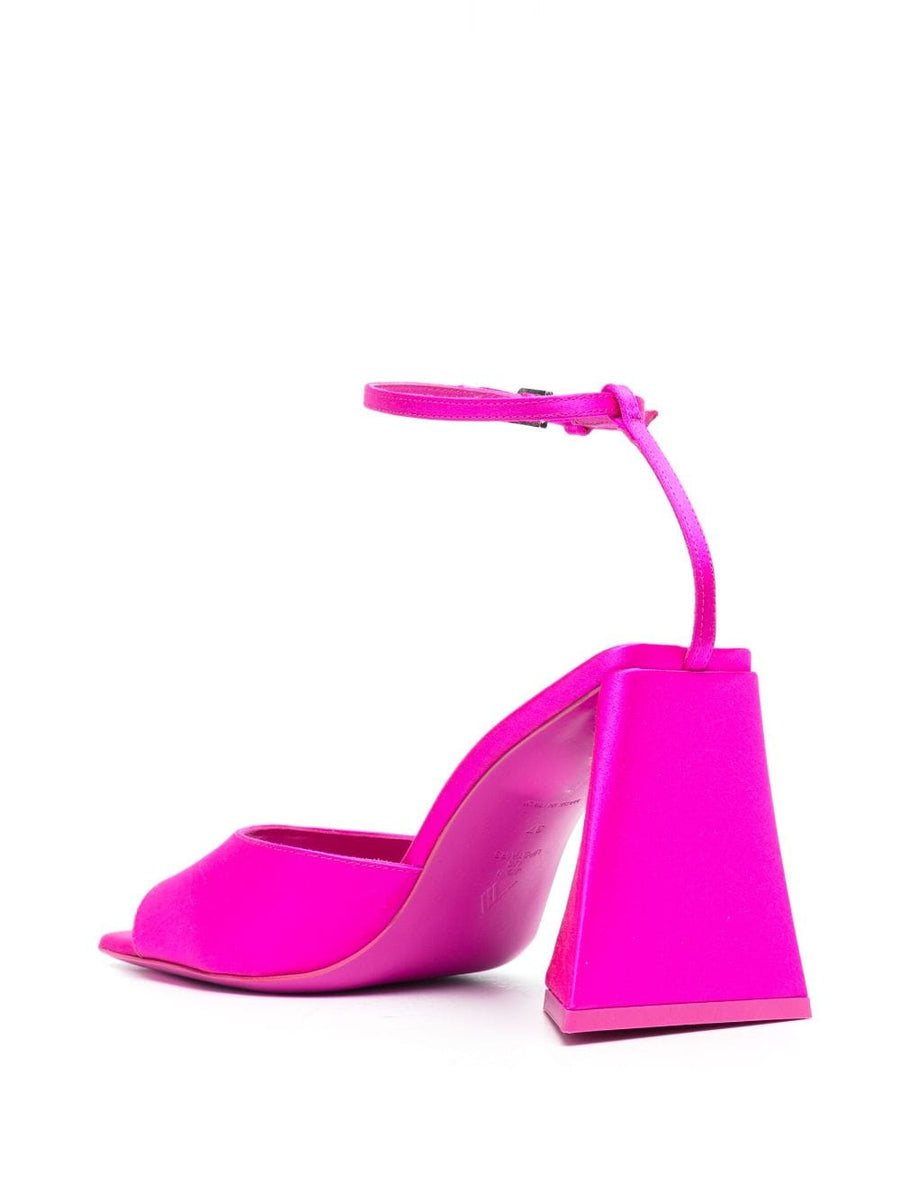 The Attico Piper Satin Sandals Bold Fuchsia Open Toe 90mm Pyramid Heel For Women