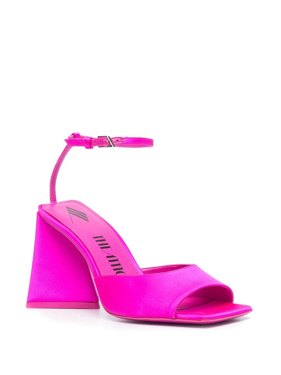 The Attico Piper Satin Sandals Bold Fuchsia Open Toe 90mm Pyramid Heel For Women