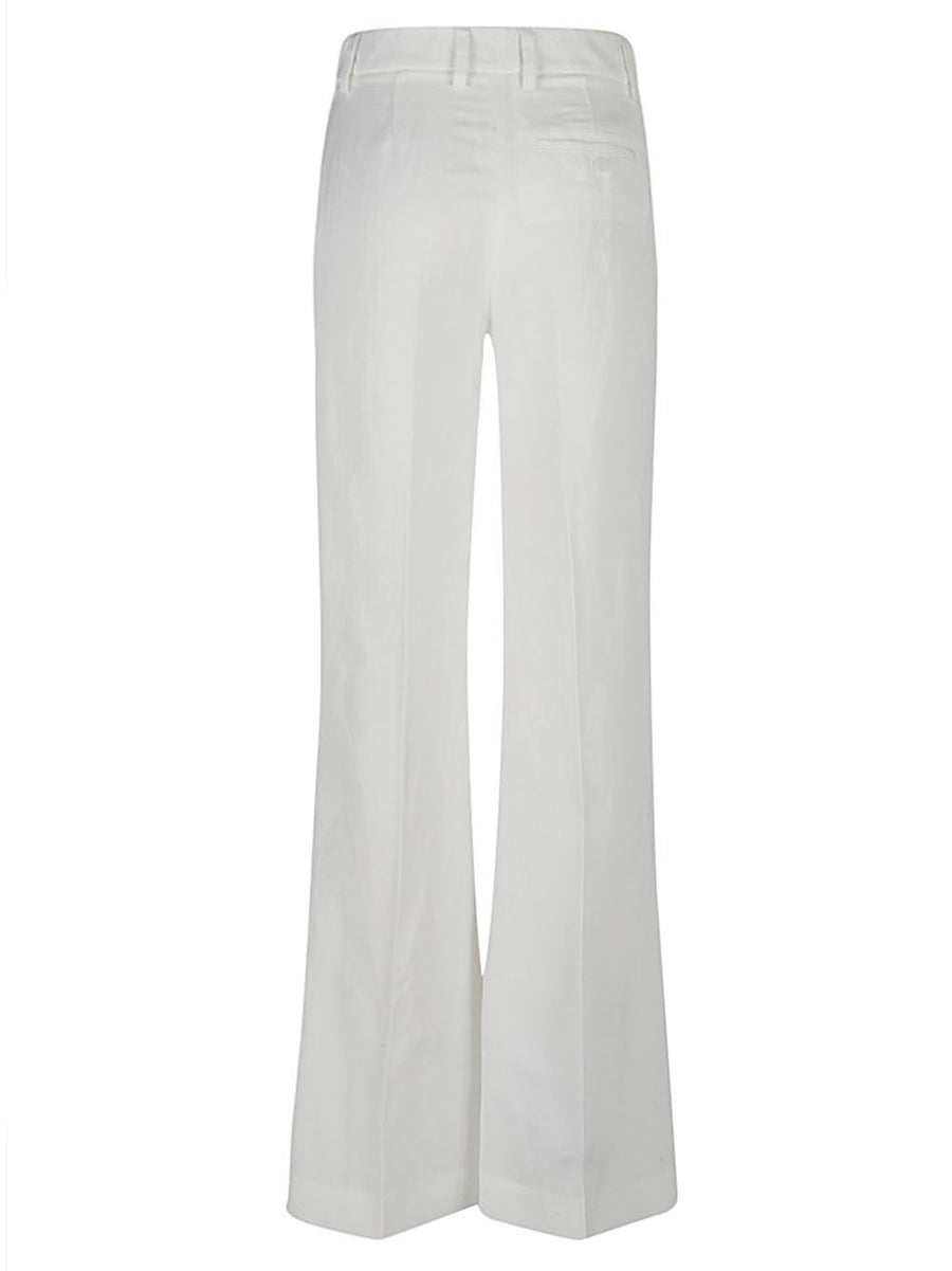 True Royal Linen Flared Trousers for Women Breathable Comfort with Elegant Draped Silhouette White