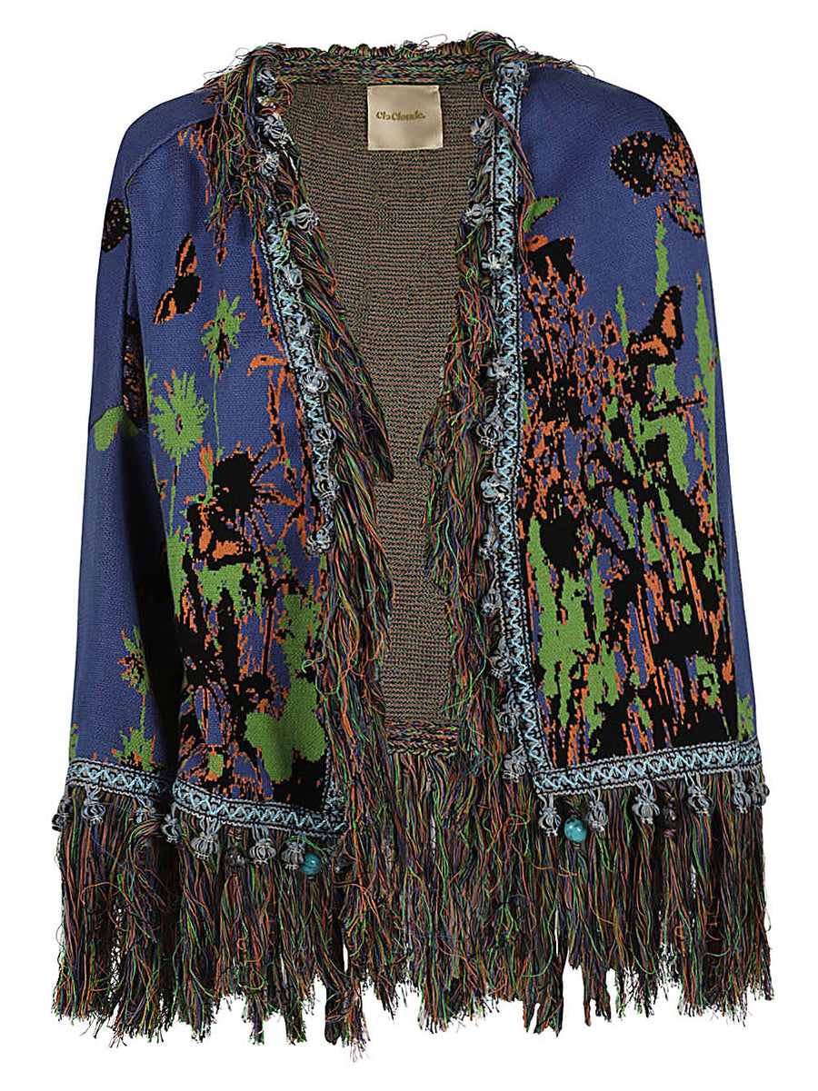 Clocloude Printed Cotton Cardigan For Women Lightweight Breathable Blue Topwear Versatile Essential