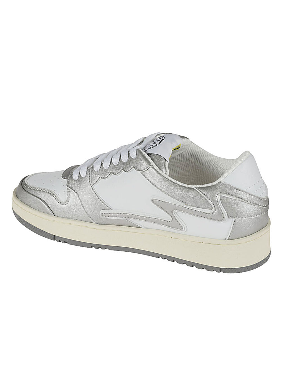 Metalgienchi ICX Low Top Sneakers for Men Silver Calf Leather Upper Gum Sole Luxury Comfort
