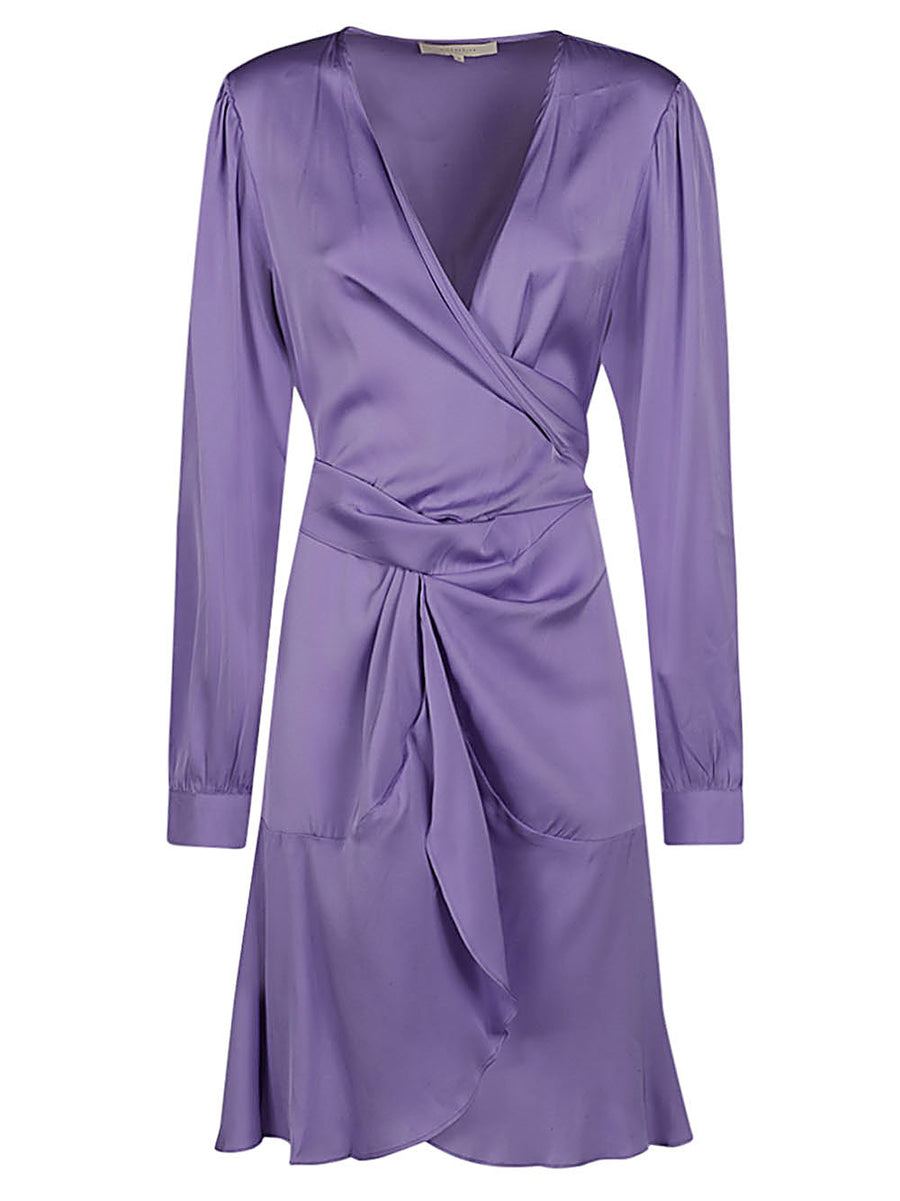 Silk95Five Lilac Short Silk Dress For Women Elegant Luxurious Silk Blend With Elastane