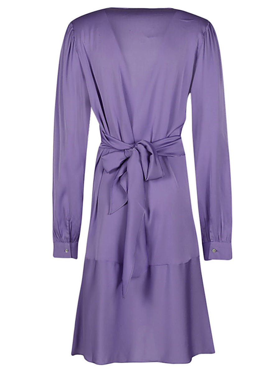 Silk95Five Lilac Short Silk Dress For Women Elegant Luxurious Silk Blend With Elastane