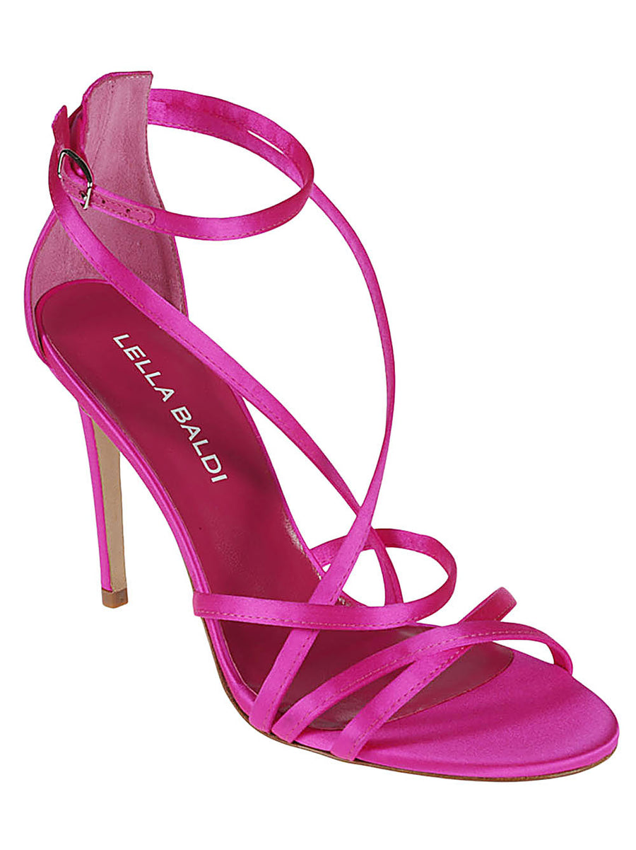 Lella Baldi Fuchsia Satin Sandals For Women Luxurious Dressy Evening Sandals With Leather Lining