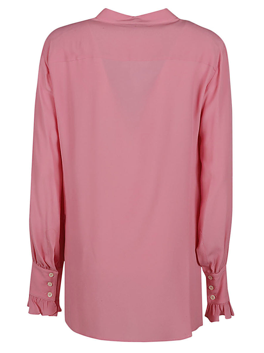 Seafarer Milly Ruched Pink Silk-Acetate Shirt For Women Office Ready Silky Sheen Luxe Wardrobe Essential