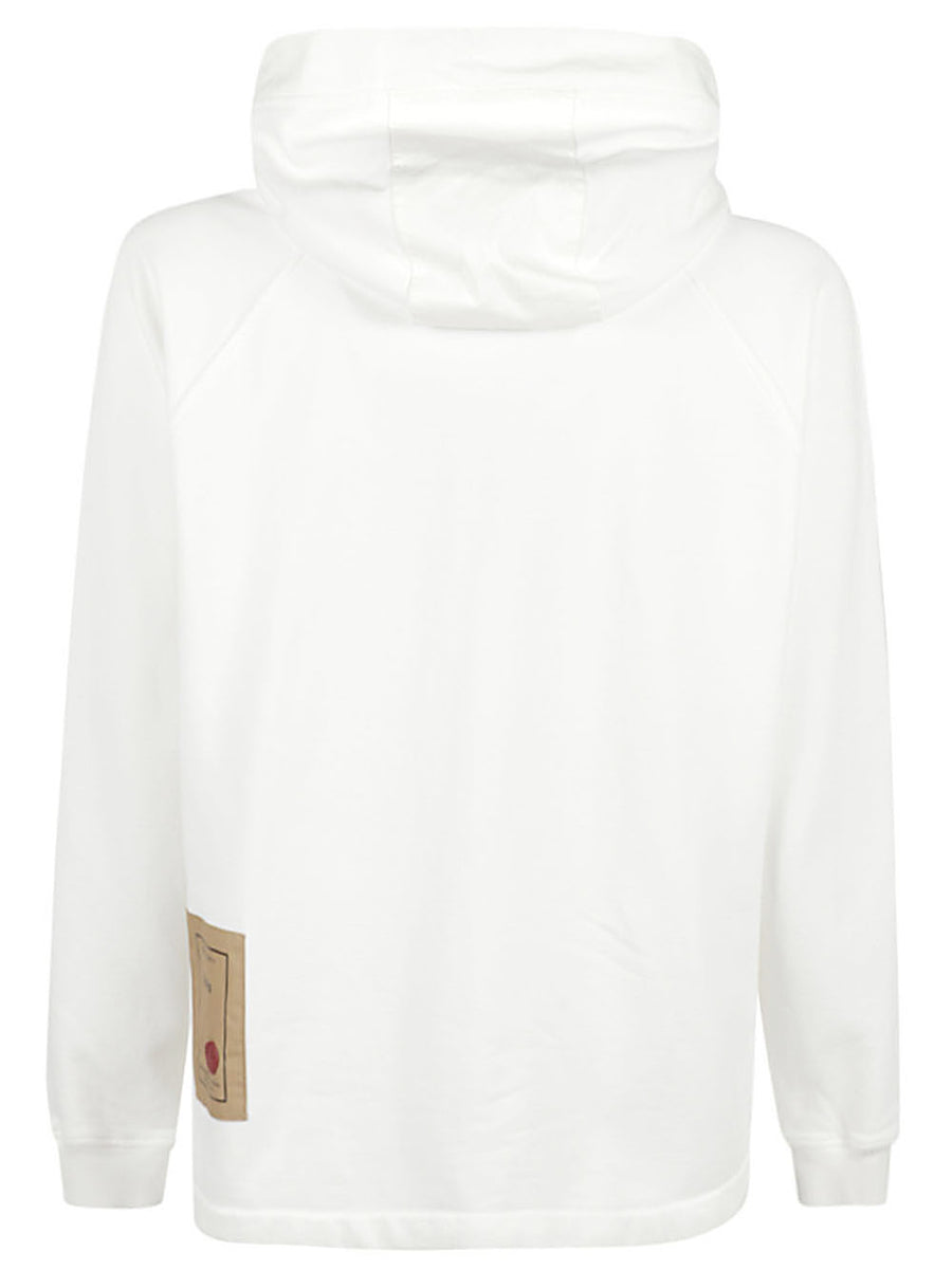 Ten C Cotton Hoodie White 100 Percent Cotton Minimalist Everyday Wear For Men With Elastic Cuffs And Front Pocket